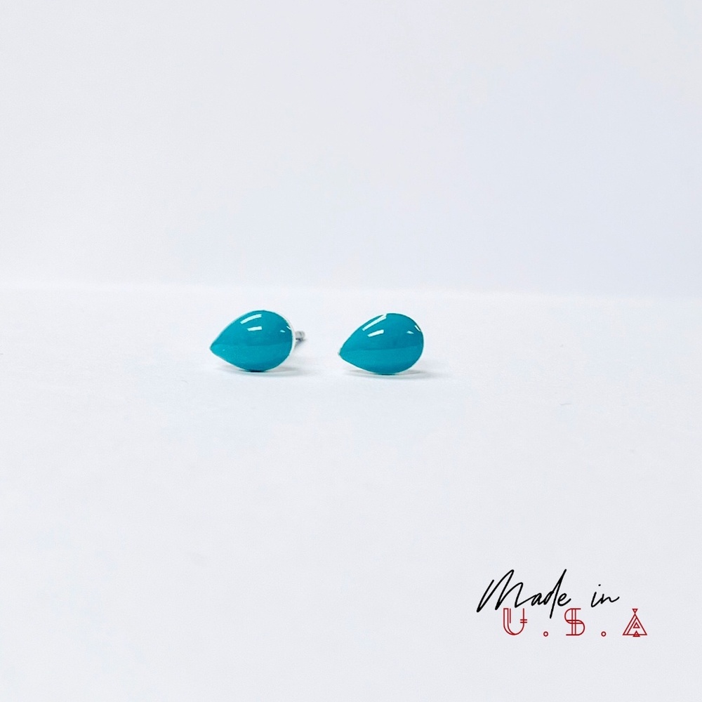 Petite Petal Shape Earrings - Teal